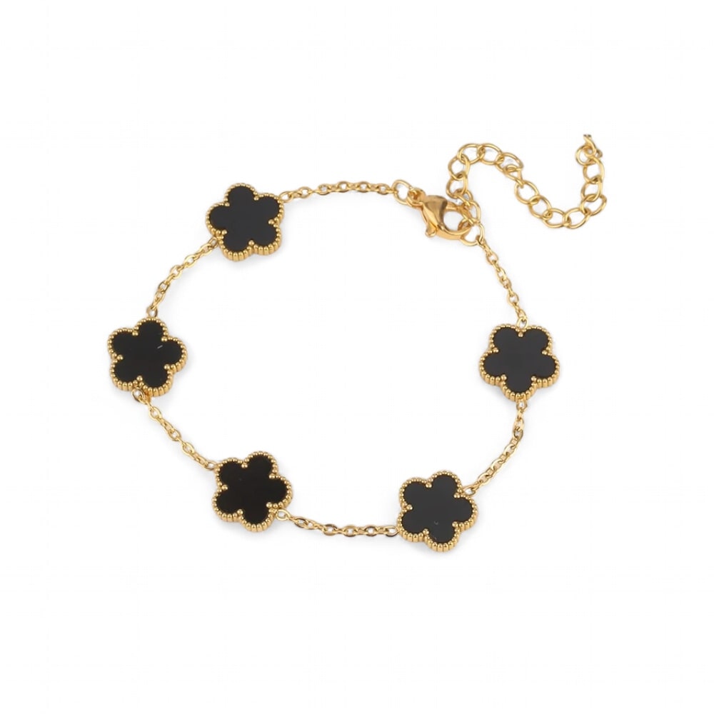 Pulsera negra Lucky Flowers